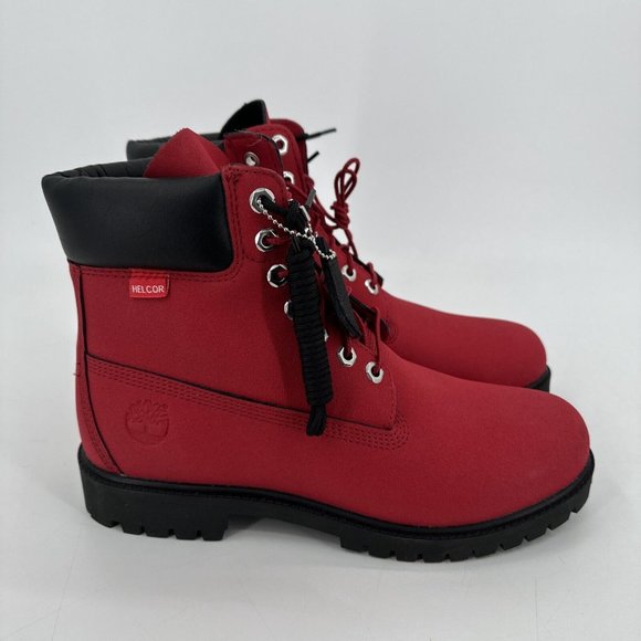 Timberland Heritage Men's Boots Waterproof Red Black Helcor Size 10 NEW in Box - Picture 10 of 14